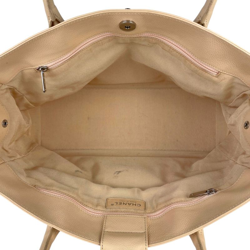 Chanel Executive Line Tote Coco Mark Handbag Tote Leather Beige A15206 Women