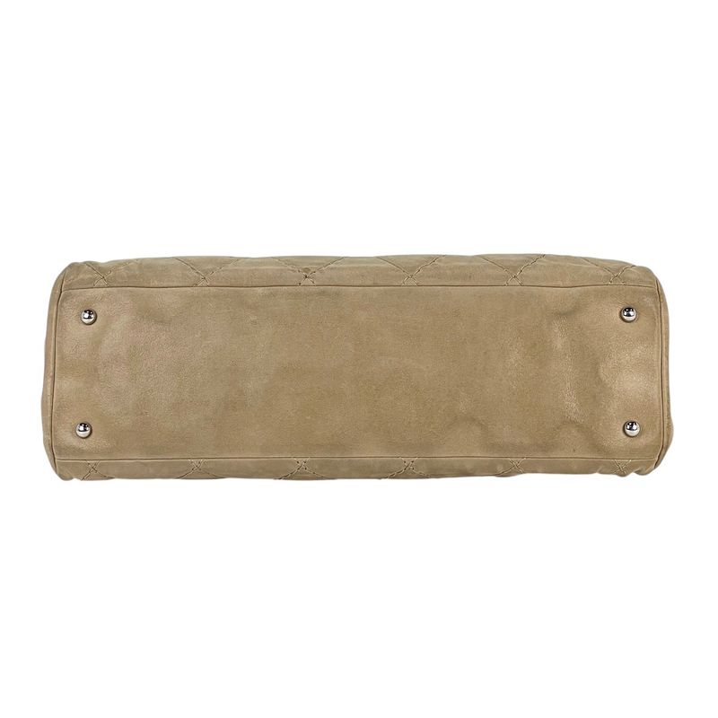 Chanel Coco Mark Chain Tote Shoulder Bag Tote Leather Beige Women