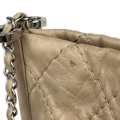Chanel Coco Mark Chain Tote Shoulder Bag Tote Leather Beige Women