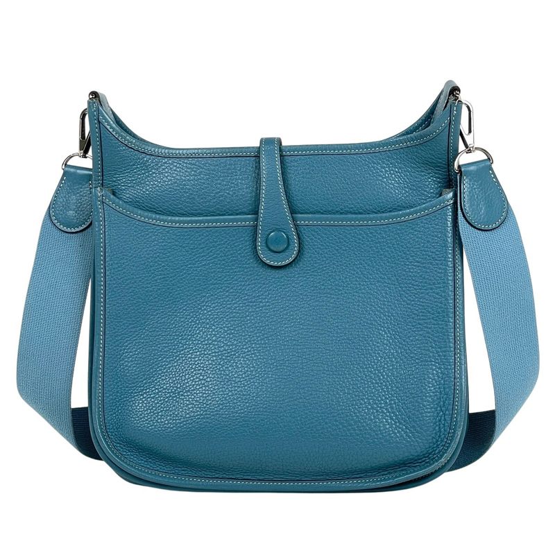 Hermes Evelyn 2 PM Perforated H Logo Shoulder Bag Taurillon Cles Mance Blue