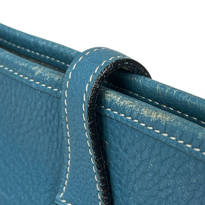 Hermes Evelyn 2 PM Perforated H Logo Shoulder Bag Taurillon Cles Mance Blue