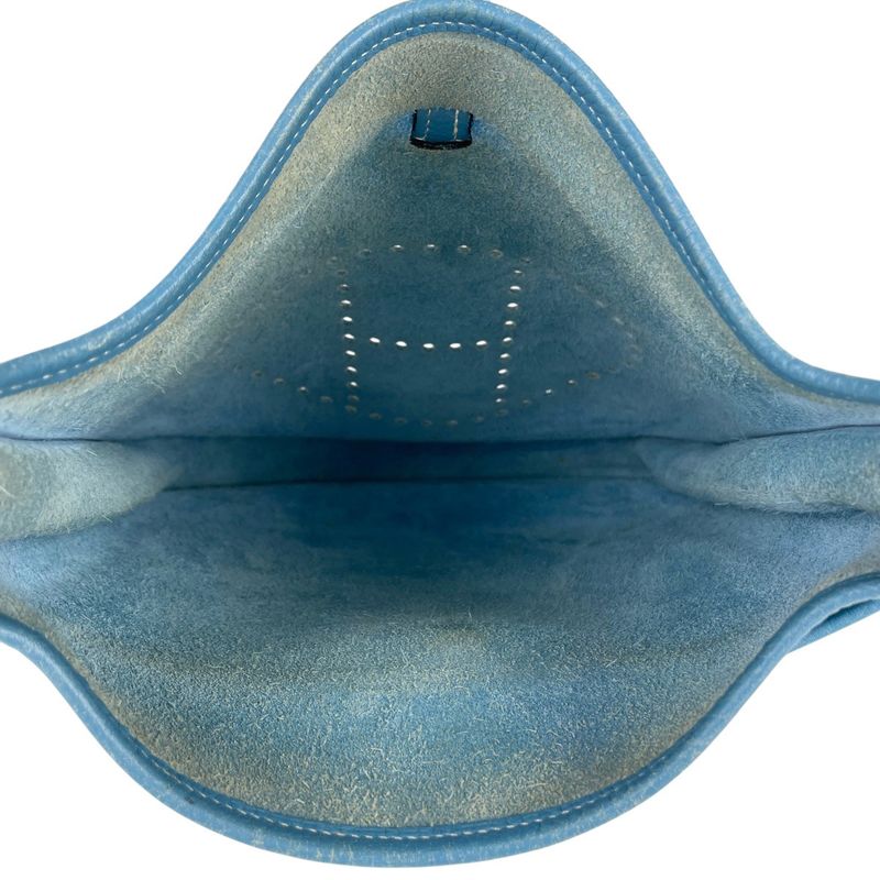 Hermes Evelyn 2 PM Perforated H Logo Shoulder Bag Taurillon Cles Mance Blue