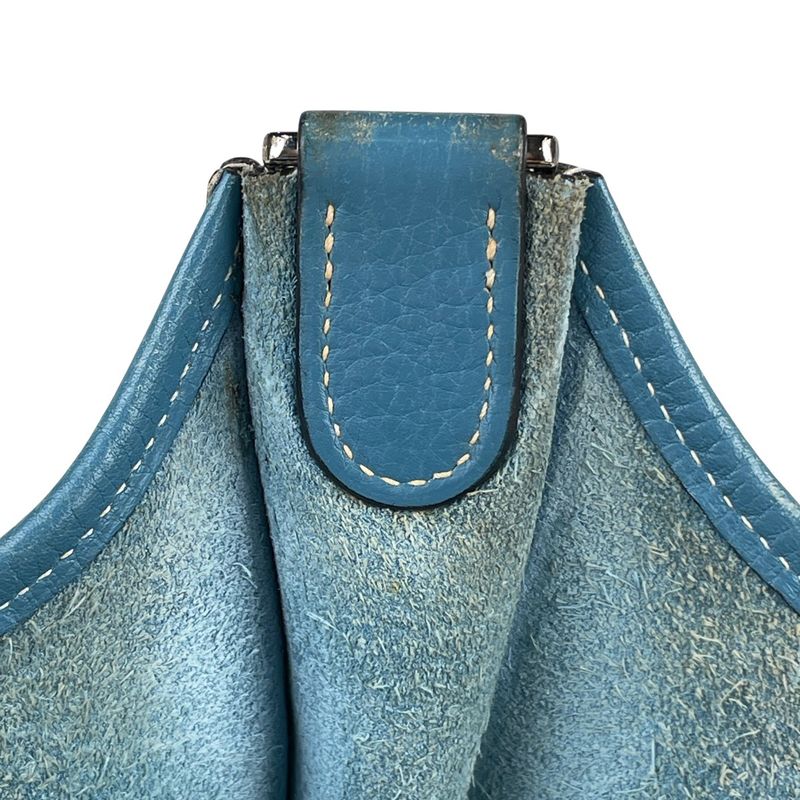 Hermes Evelyn 2 PM Perforated H Logo Shoulder Bag Taurillon Cles Mance Blue