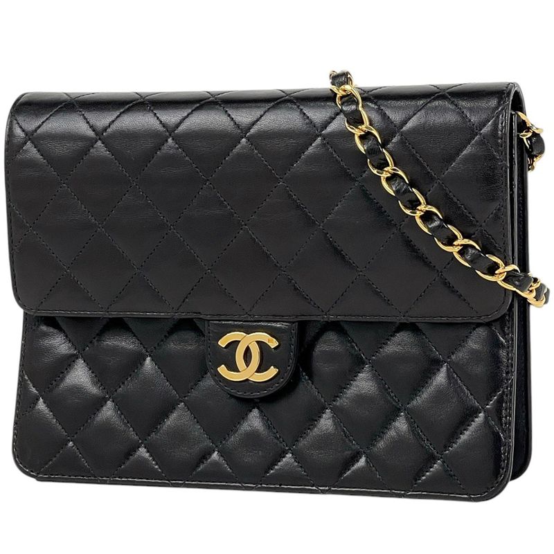 Chanel Matelasse Single Flap Chain Shoulder Bag Coco Mark Push Lock Shoulder