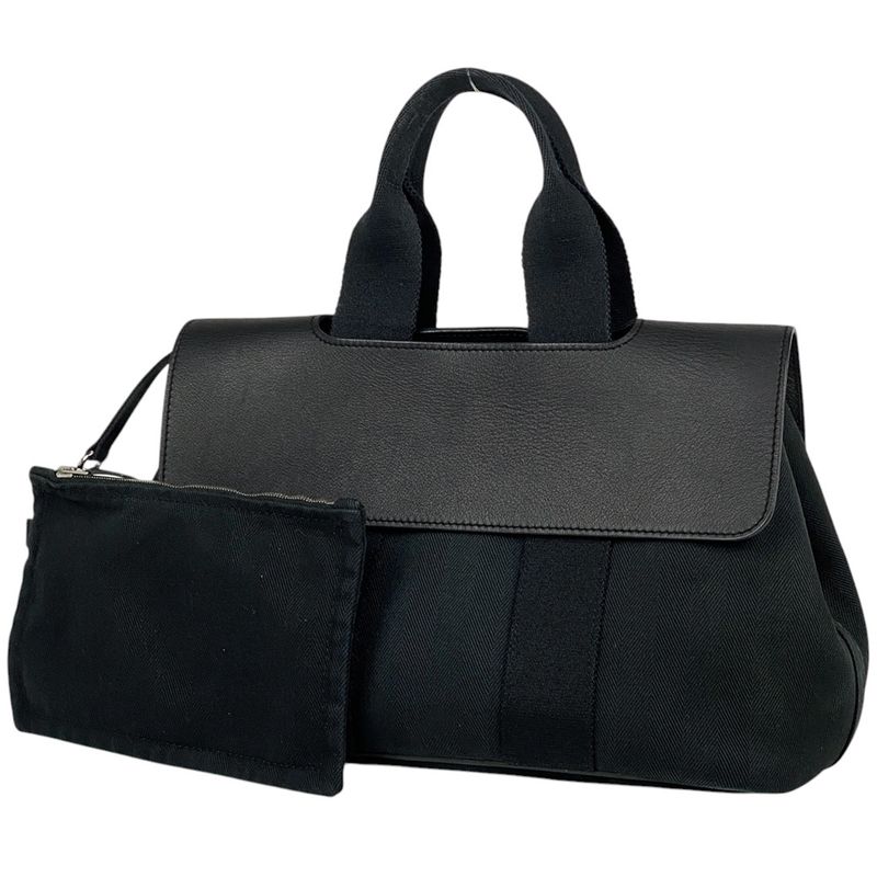Hermes Valparaiso PM Handbag Tote Handbag Twirl Chevron Black Women