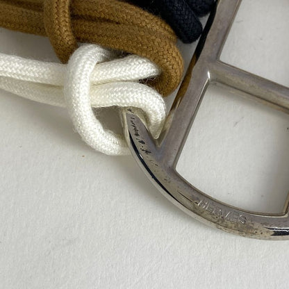 Hermes H Logo Sash Belt Cord H Motif Belt Metal Silver Brown Black Women