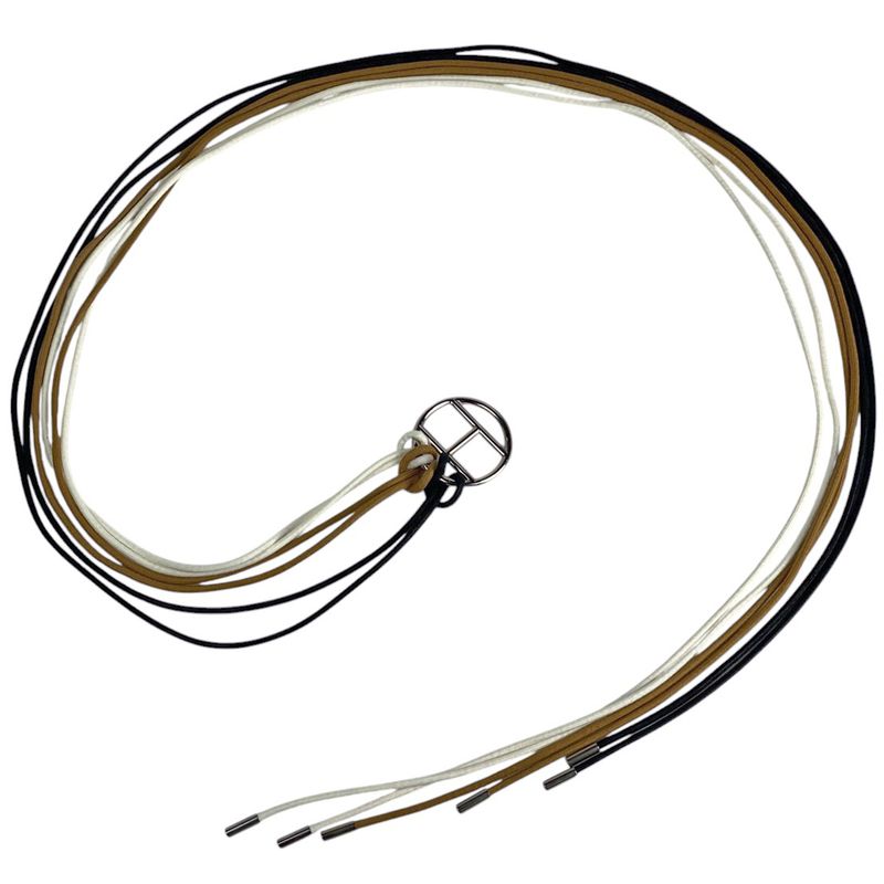 Hermes H Logo Sash Belt Cord H Motif Belt Metal Silver Brown Black Women