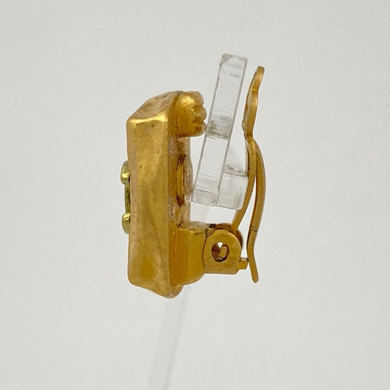 Chanel Coco Mark Earrings Square Earrings GP Gold Black Ladies