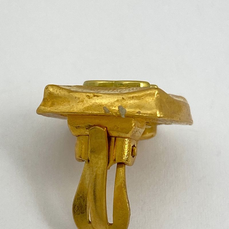 Chanel Coco Mark Earrings Square Earrings GP Gold Black Ladies