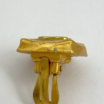 Chanel Coco Mark Earrings Square Earrings GP Gold Black Ladies