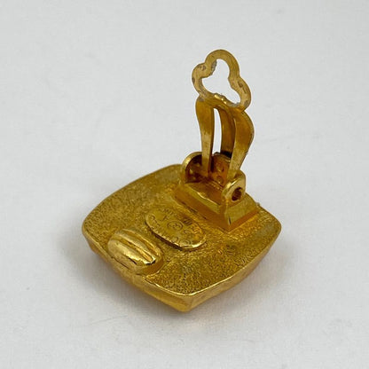 Chanel Coco Mark Earrings Square Earrings GP Gold Black Ladies