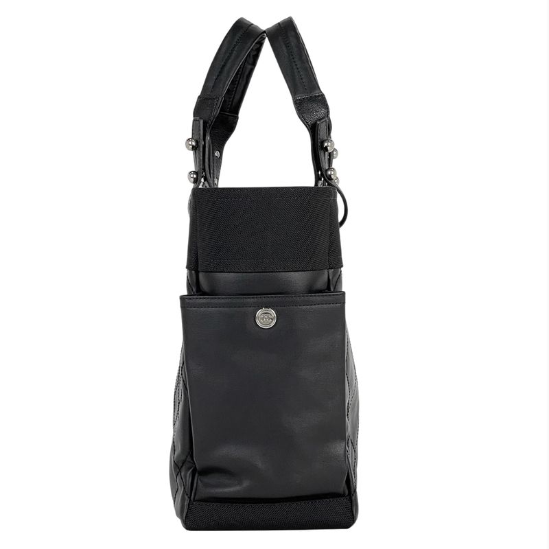 Chanel Paris Biarritz Tote GM Coco Mark Tote Bag Coated Canvas Black A34210