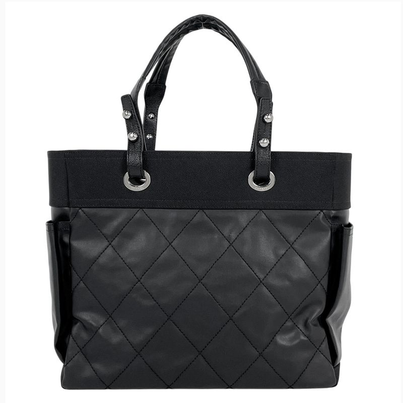 Chanel Paris Biarritz Tote GM Coco Mark Tote Bag Coated Canvas Black A34210