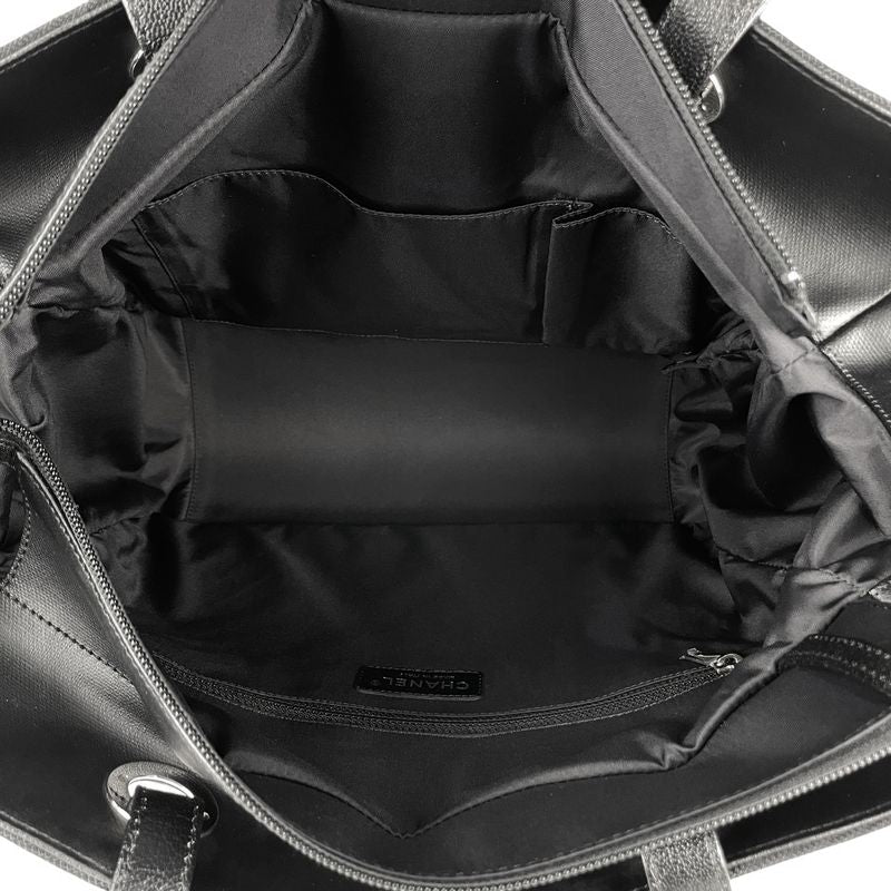 Chanel Paris Biarritz Tote GM Coco Mark Tote Bag Coated Canvas Black A34210