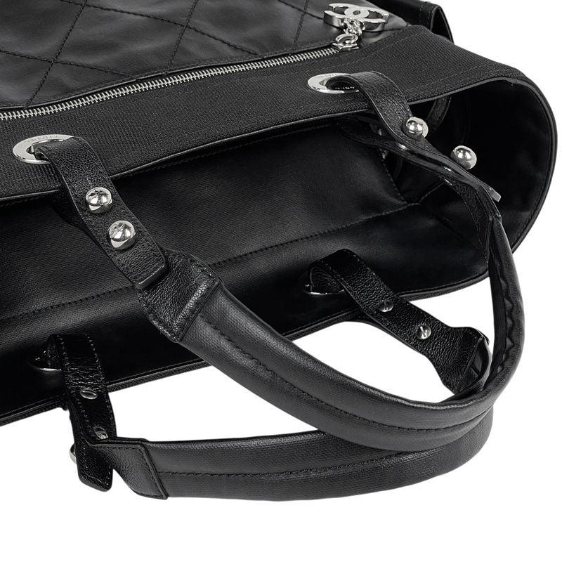 Chanel Paris Biarritz Tote GM Coco Mark Tote Bag Coated Canvas Black A34210