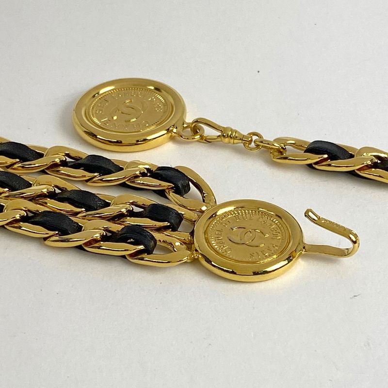 Chanel Coco Mark Chain Belt 3 Rings Coin Belt GP Gold Ladies