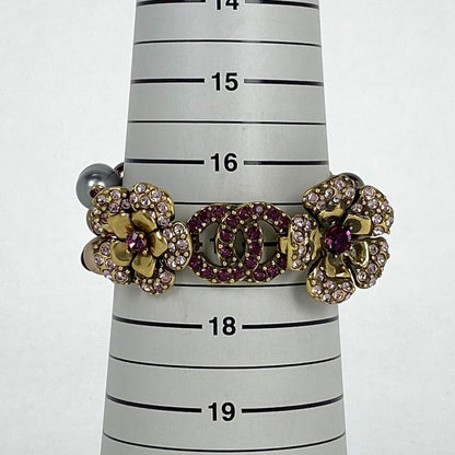 Chanel Coco Mark Rhinestone Bracelet Bangle Camellia Bracelet GP Gold Ladies