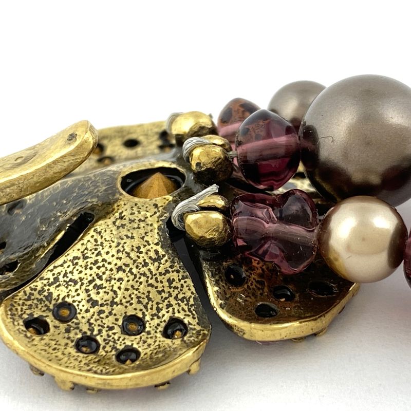 Chanel Coco Mark Rhinestone Bracelet Bangle Camellia Bracelet GP Gold Ladies