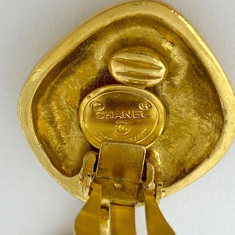 Chanel Coco Chanel Colored Stone Earrings Swing Earrings GP Gold Green Ladies