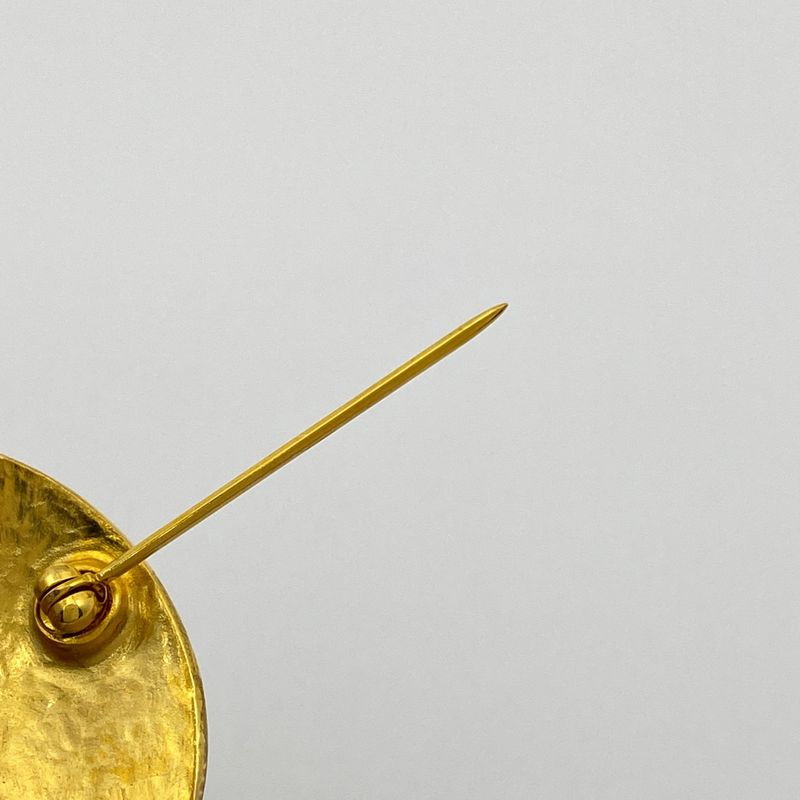 Chanel Coco Mark Colored Stone Brooch Round Gripore Brooch GP Gold Ladies