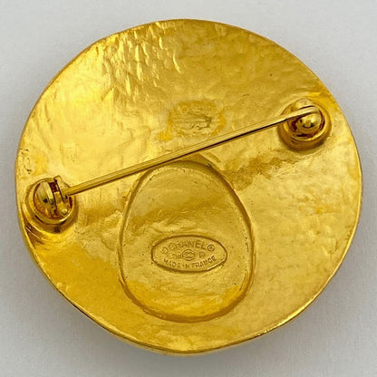 Chanel Coco Mark Colored Stone Brooch Round Gripore Brooch GP Gold Ladies