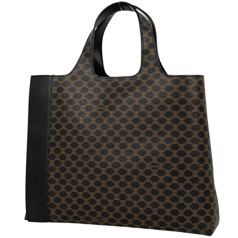 Celine Macadam Pattern Handbag Tote Handbag Coated Canvas Black Women