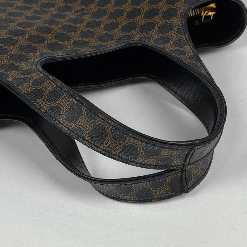 Celine Macadam Pattern Handbag Tote Handbag Coated Canvas Black Women