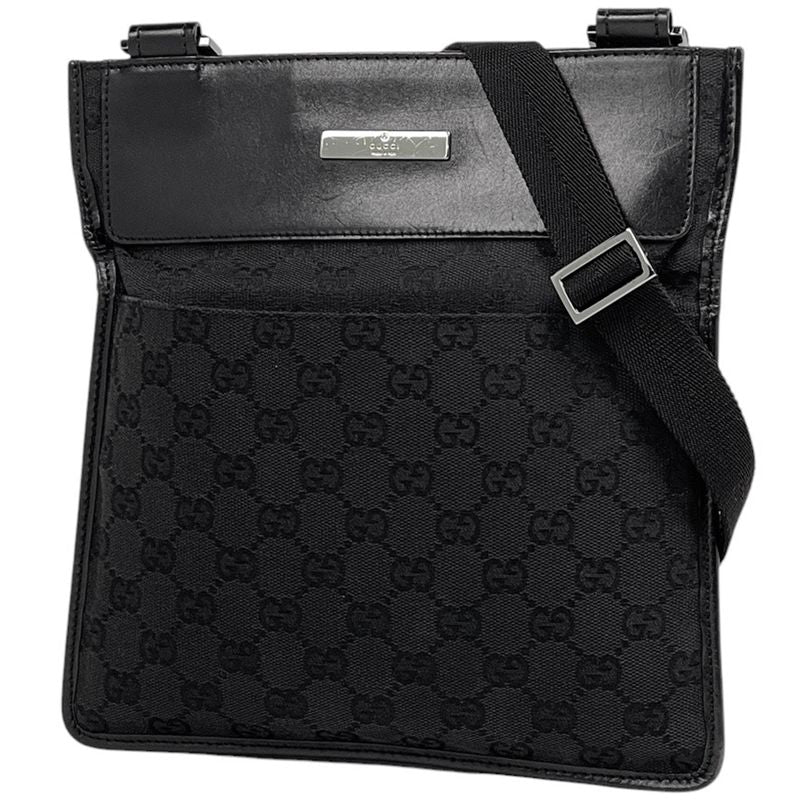 Gucci GG Pattern Shoulder Bag Crossbody Pochette Shoulder Bag GG Canvas Black