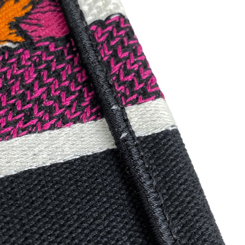 Christian DIOR Book Tote Large Logo Flower Elephant Pattern Tote Canvas White