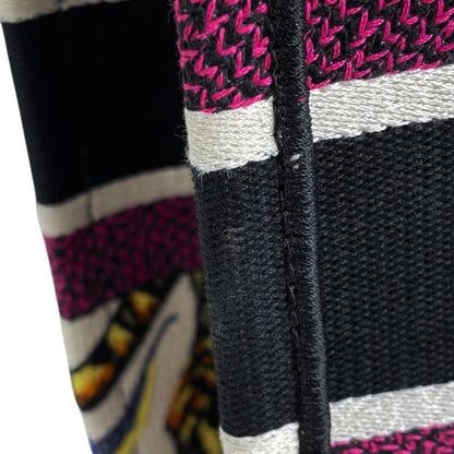 Christian DIOR Book Tote Large Logo Flower Elephant Pattern Tote Canvas White