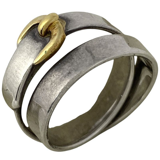 Hermes Santure Ring Belt Motif 18K Ring #10 Silver 925 750 Silver Ladies