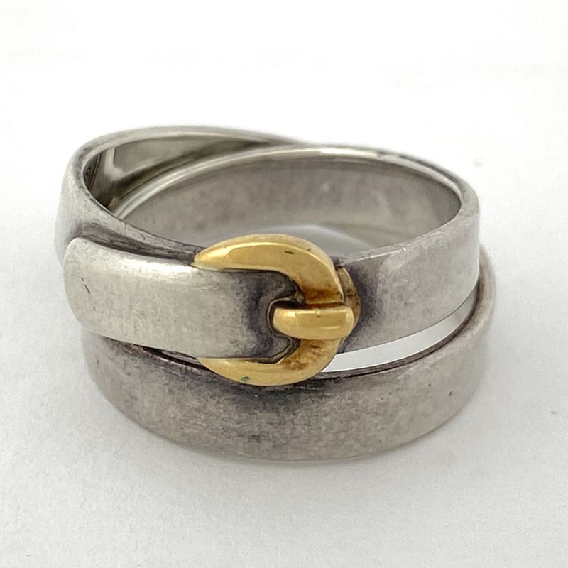 Hermes Santure Ring Belt Motif 18K Ring #10 Silver 925 750 Silver Ladies