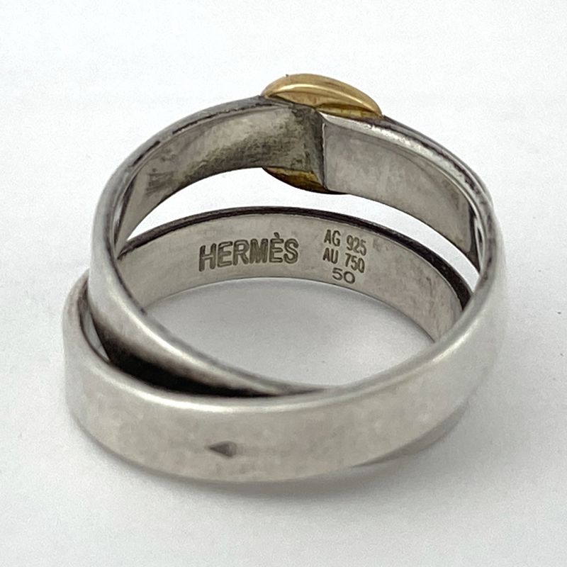 Hermes Santure Ring Belt Motif 18K Ring #10 Silver 925 750 Silver Ladies