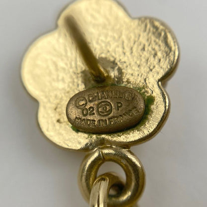 Chanel Camellia Rhinestone Earrings Coco Mark Swing Earrings GP Gold Ladies