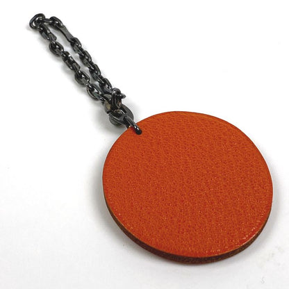 Hermes Orange Motif Charm Key Holder Bag Charm Leather Orange Ladies