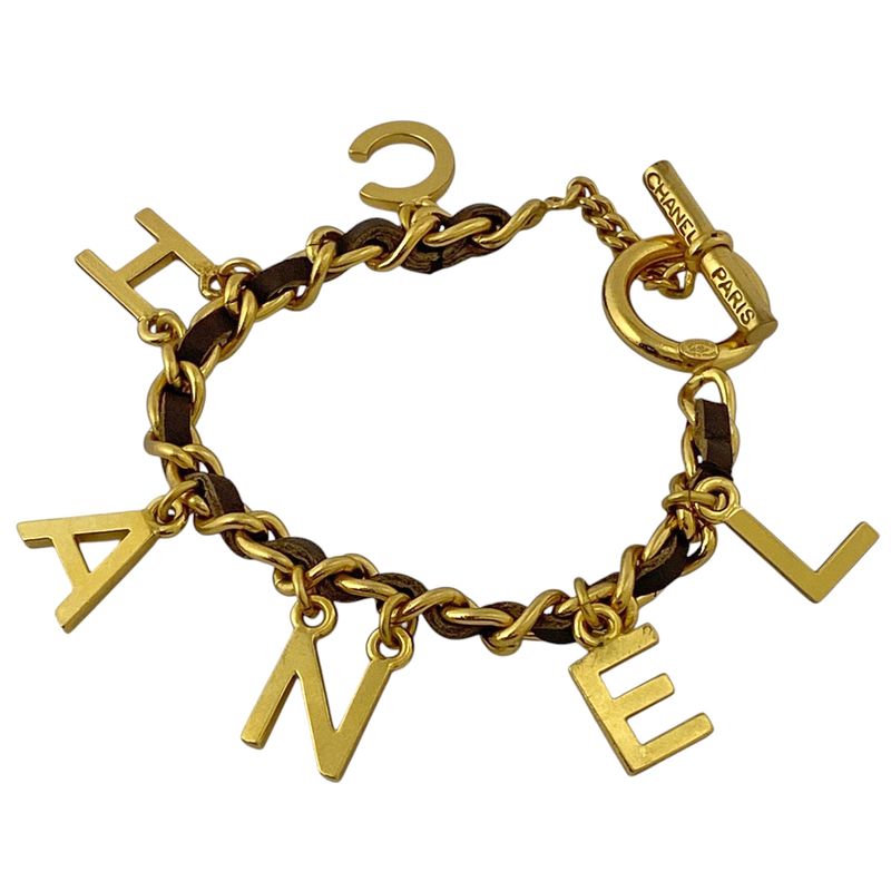 Chanel Logo Charm Bracelet Coco Mark Bracelet GP Gold Ladies