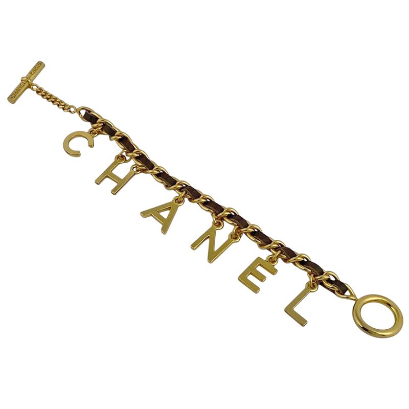 Chanel Logo Charm Bracelet Coco Mark Bracelet GP Gold Ladies