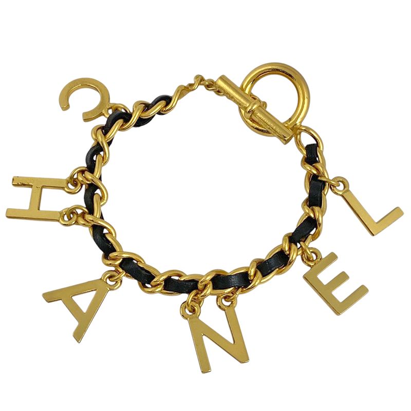 Chanel Logo Charm Bracelet Coco Mark Bracelet GP Gold Ladies