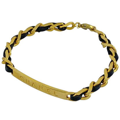 Chanel Logo Plate Bracelet Coco Mark Bracelet GP Gold Ladies