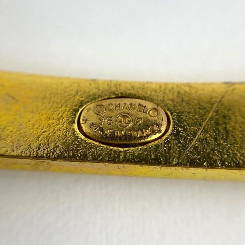 Chanel Logo Plate Bracelet Coco Mark Bracelet GP Gold Ladies