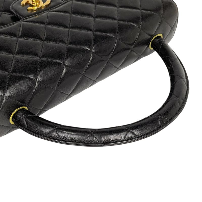 Chanel Coco Mark Handbag Parent And Child Bag Matelasse Handbag Leather Black