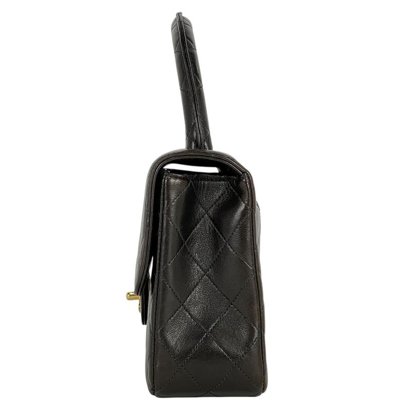 Chanel Coco Mark Handbag Parent And Child Bag Matelasse Handbag Leather Black