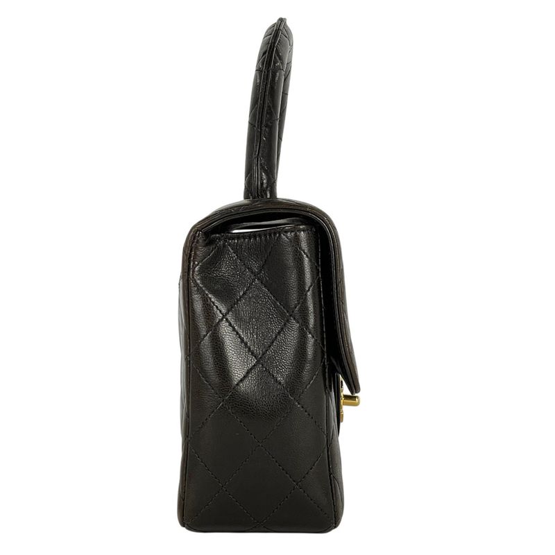 Chanel Coco Mark Handbag Parent And Child Bag Matelasse Handbag Leather Black