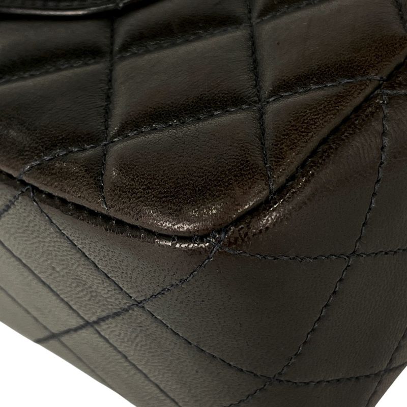 Chanel Coco Mark Handbag Parent And Child Bag Matelasse Handbag Leather Black