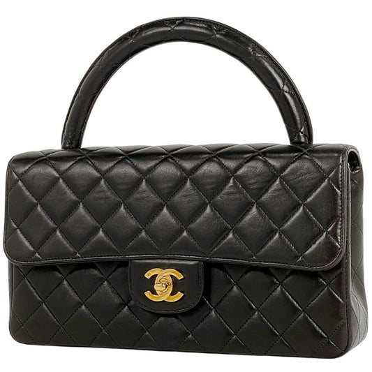 Chanel Coco Mark Handbag Parent And Child Bag Matelasse Handbag Leather Black