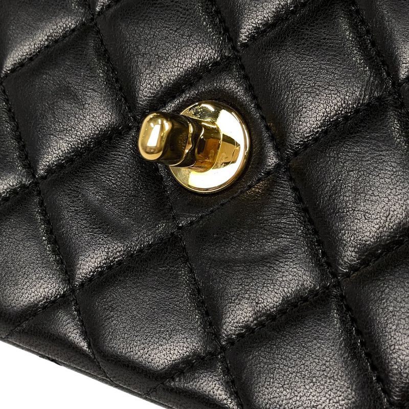 Chanel Coco Mark Handbag Parent And Child Bag Matelasse Handbag Leather Black