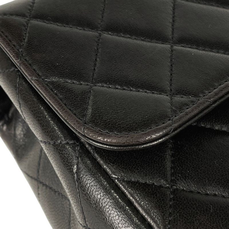 Chanel Coco Mark Handbag Parent And Child Bag Matelasse Handbag Leather Black