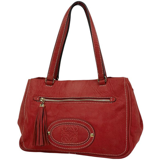 Loewe Anagram Tote Bag Logo Shoulder Bag Tassel Tote Leather Red Women