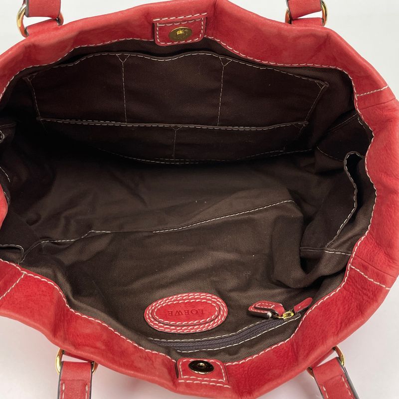 Loewe Anagram Tote Bag Logo Shoulder Bag Tassel Tote Leather Red Women