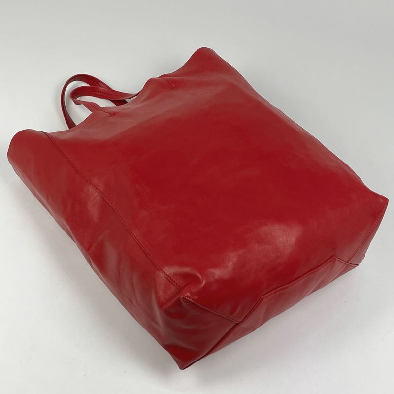Celine Logo Tote Bag Horizontal Cabas Tote Leather Red Women's